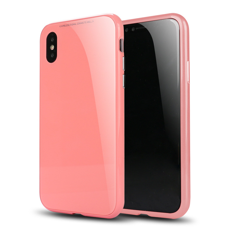 iPHONE X (Ten) Fully Protective Magnetic Absorption Technology Case With Free Tempered Glass (Pink)